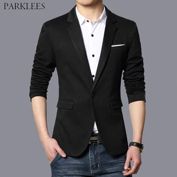 

Black Single Breasted Blazer Men 2019 Spring New Business Caual Men Suit Jacket Blazer Wedding Party Tuxedo Costume Homme 5XL