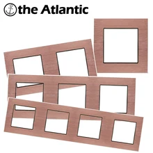 DIY на заказ для настенного выключателя только рамка панели коричневая алюминиевая металлическая панель рамка Singel, двойная, тройная, четырехместная панель