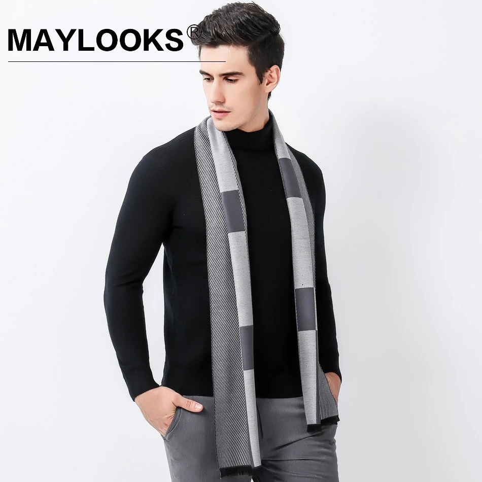 Maylooks Роскошные зимние теплые шерстяные кашемировые шарфы толстый Лабиринт