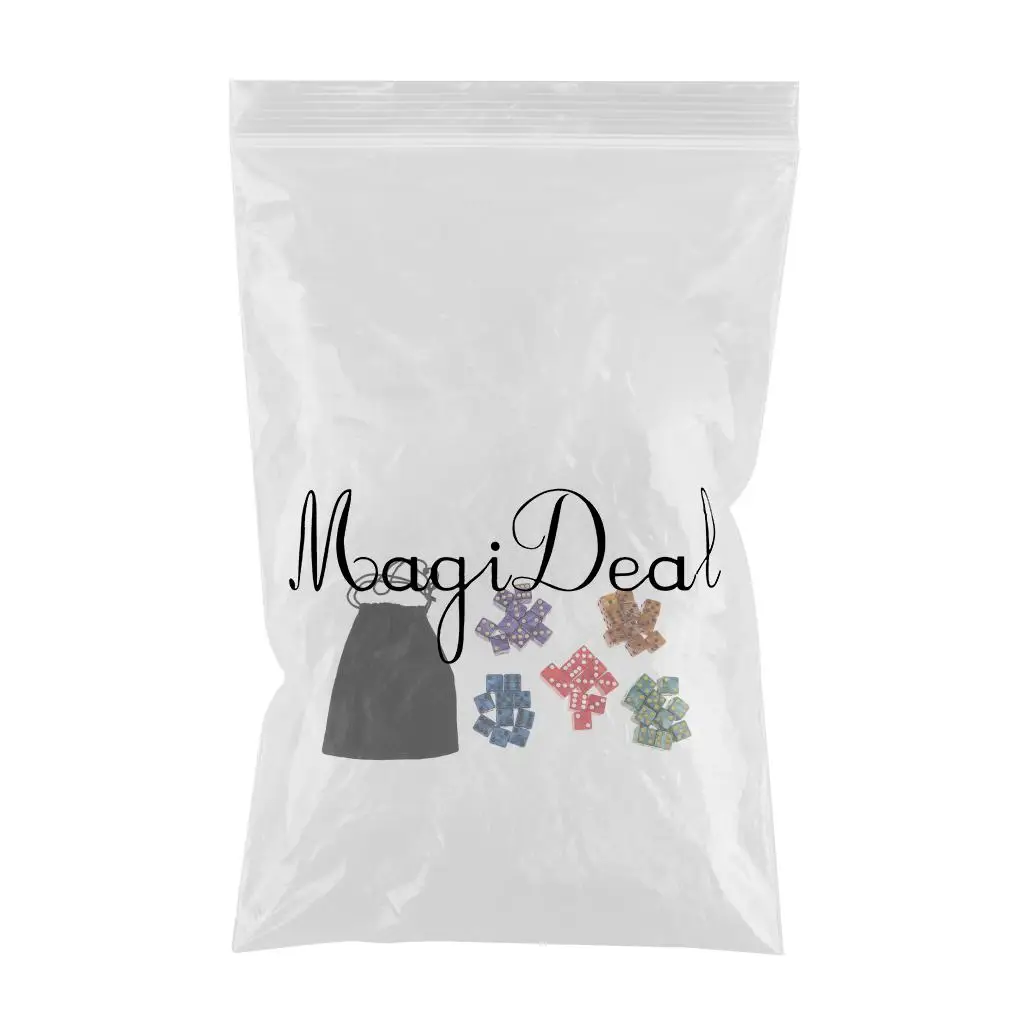 50x/Pack D6 Dice Spotted 5 Colors W Bag for Dungeons & Dragons Party Fun Toy Role Playing Game Dice