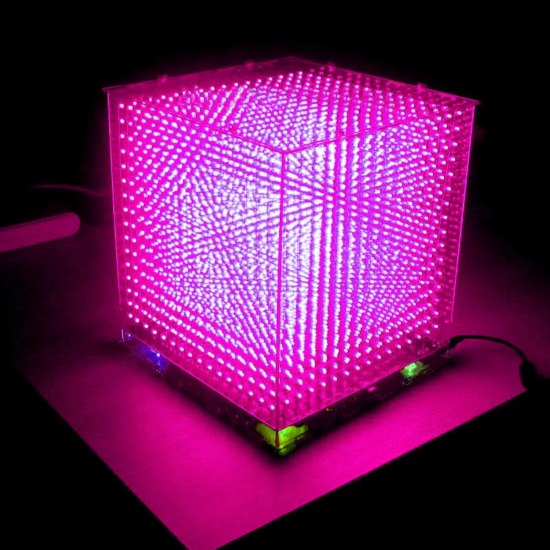zirrfa mini Light cubeeds LED Music Spectrum,3D 16 16x16x16 electronic diy kit, LED Display parts,Christmas Gift,for TF card