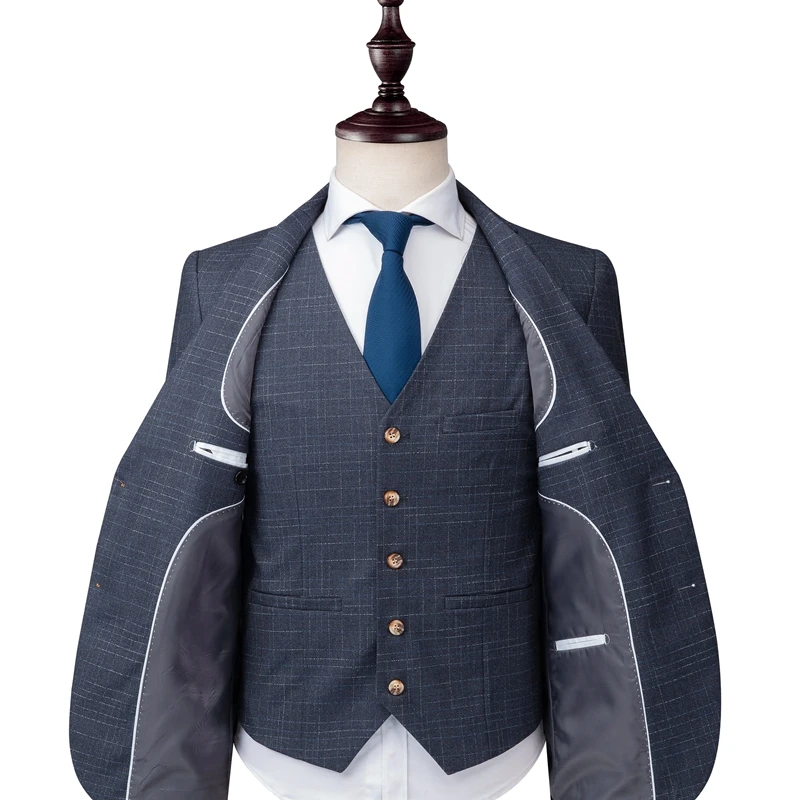Бренд Plyesxale, мужские костюмы из трех частей, последняя мода, мужские костюмы, приталенный мужской свадебный костюм, синий серый пиджак, брюки, жилет, Q184