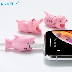 RAXFLY кабель протектор для iPhone Универсальный USB устройства для сматывания шнуров Организатор защитный милые животные укус