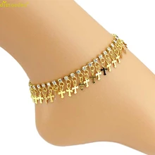Diomedes Newest Creative Cross Anklet Jewelry Women Crystal Cross Anklet Trendy Barefoot Sandal Beach Foot Jewelry Anklets
