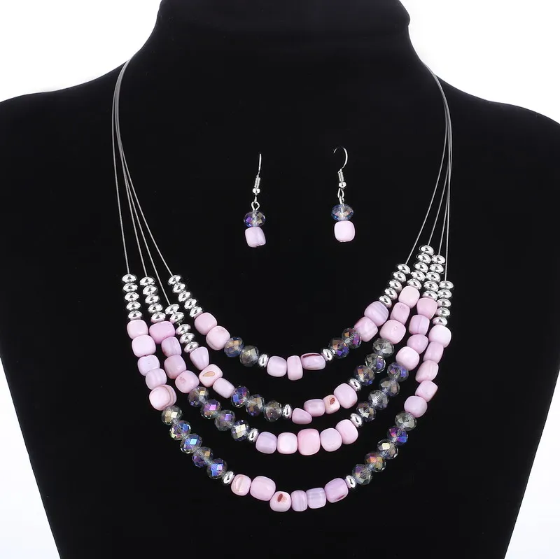 

Pink Shell Beads Nigerian Coral Chunky Beads Crystal Choker Collar Necklace Wedding Jewelry Set African Jewelry Sets for Brides