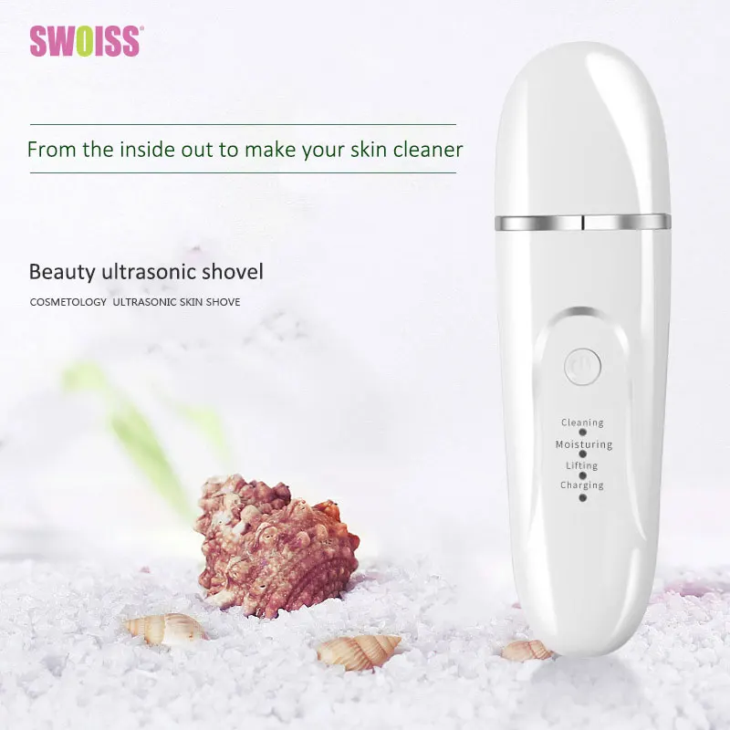 

SWOISS Ultrasonic Purifier Facial Skin Cleansing Scrubber Spatula Peeling Remove Blackhead Ion Pore Cleansing Beauty Device