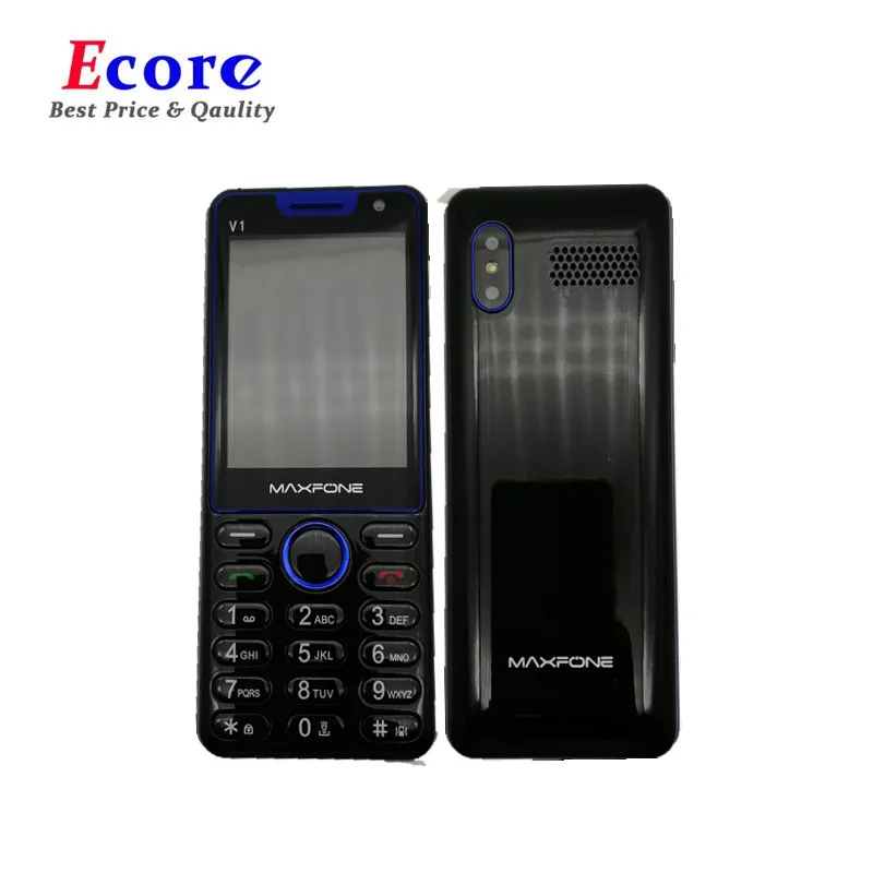 

Cheap Bar Cell Phones New Maxfone V1 Three Sim Dual Camera 2.8 inch Screen Bluethooth Big Torch FM Push-button Mobile Phone