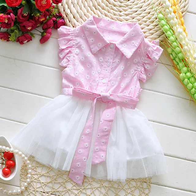 2017 Spring Sweet Toddler Baby Girls Pink Style Dress Casual Fashion