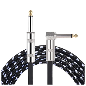 

3 Meters/10 Feet Electric Guitar Bass Musical Instrument Cable Cord 1/4 Inch Straight to Right Angle Plug Woven Jacket