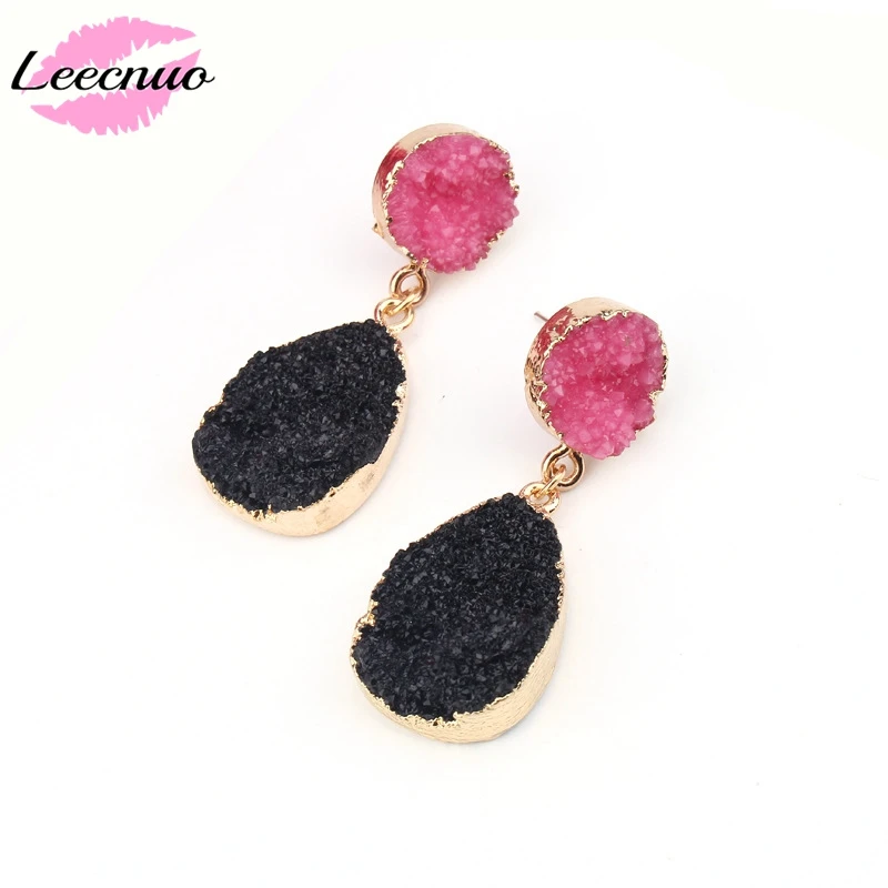 

1Pair Fashion Resin Stone Water Drop Earrings For Women Beautiful Gold Color Dangle Earring Jewelry pendientes mujer moda