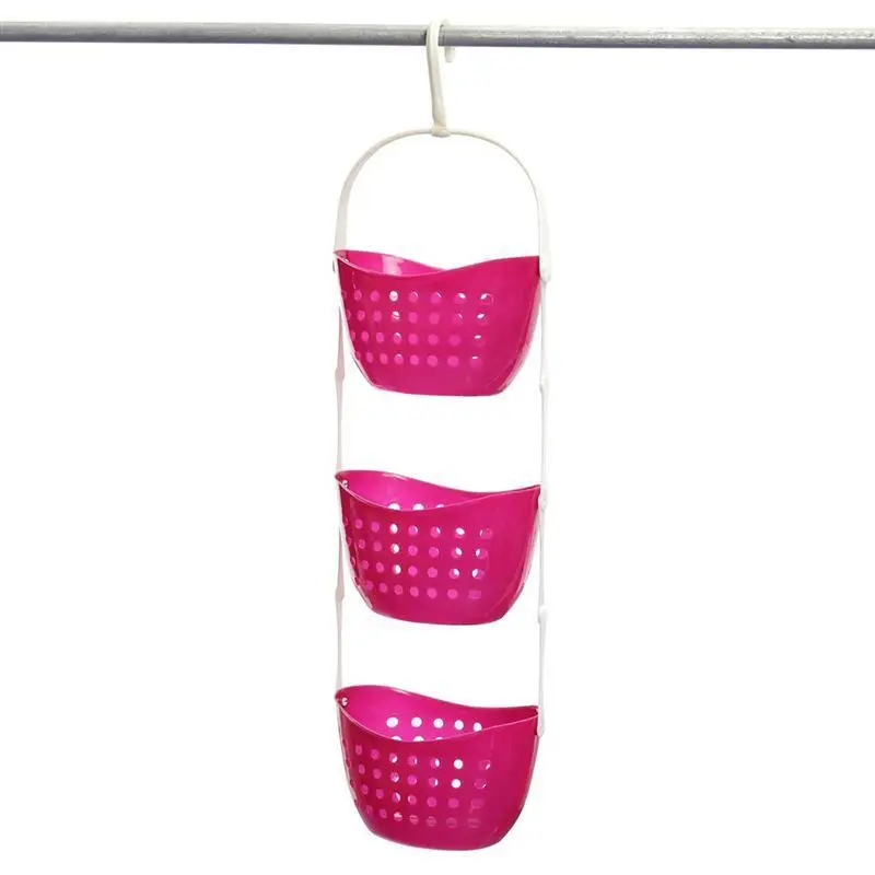 3-Tier Bedroom Shower Hanging Basket Caddy Bath Rack Storage Organizer - Цвет: rose red