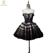 Новое короткое вечернее платье ssyfashion пикантные черные сапоги без бретелек без рукавов кружевные вечерние милое бальное платье принцесса вечернее платье на заказ