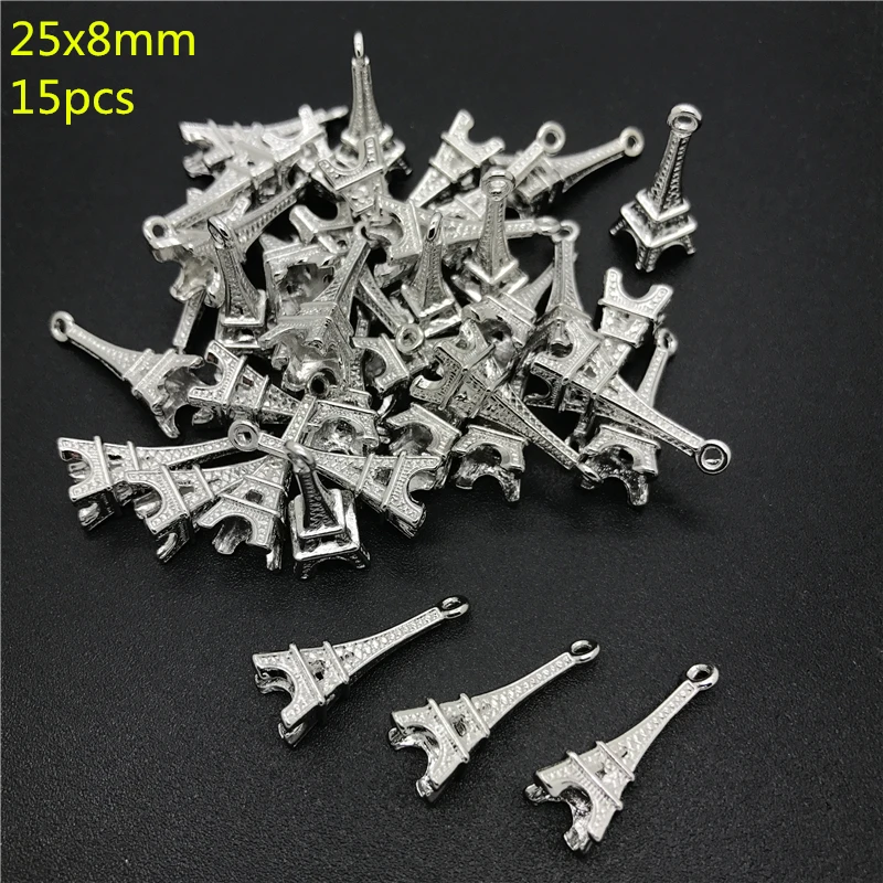 

25x8mm 15pcs Alloy Beads Cap Ancient Silver Charms Tower Shape Pendant Charms For Jewelry Making DIY Accessories PJ020
