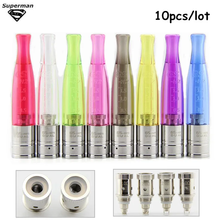 

GreenSound 10 pcs Dual coil GS H2s atomizer replaceable ego ce4 ce5 clearomizer rebuildable atomizer for ego vaporizer e cigaret