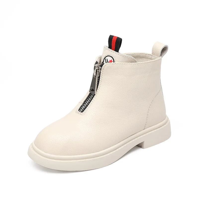 

Front Zipper Genuine Leather Children's Martin Boots New British Style Warm Winter Shoes for Boys and Girls 1 3 4 6 years