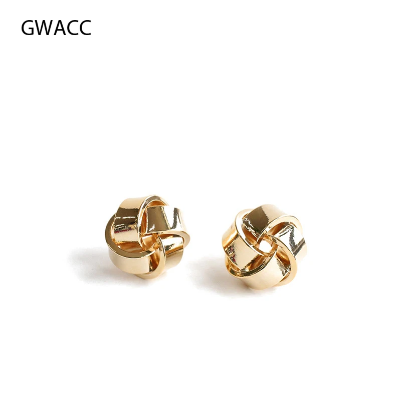 

GWACC 2019 NEW Arrival Winding Twisted Stud Earrings Simple Compact Design Metal Brass Gold Color Earrings For Women Girls Boho