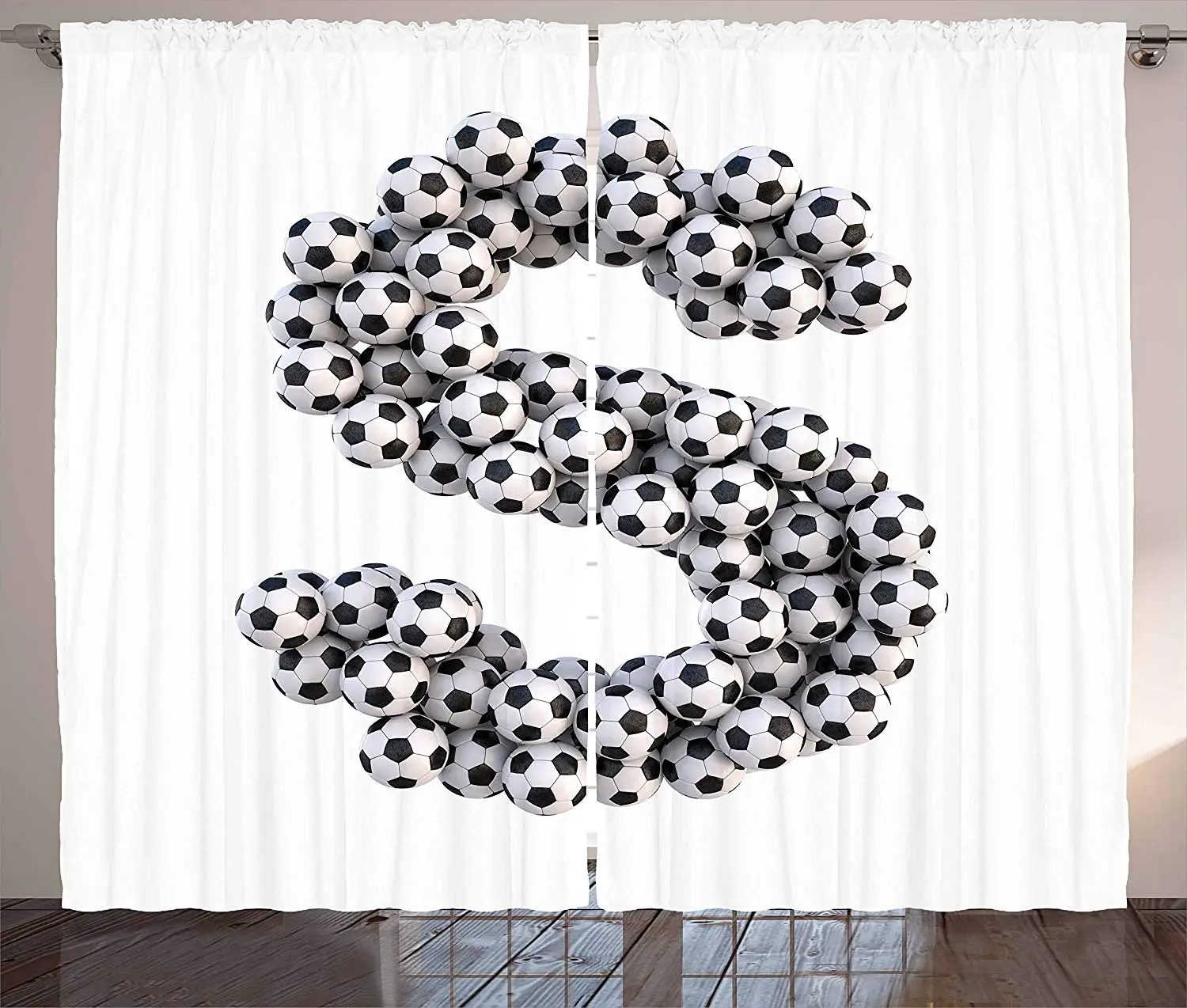 

Letter S Curtains Footballs in The Form of The Letter S of The Alphabet Hexagon Patterned Balls Living Room Bedroom Window Drape