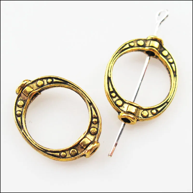 

New 12Pcs Antiqued Gold Tone Oval Dots Spacer Frame Beads Charms 14.5x19.5mm