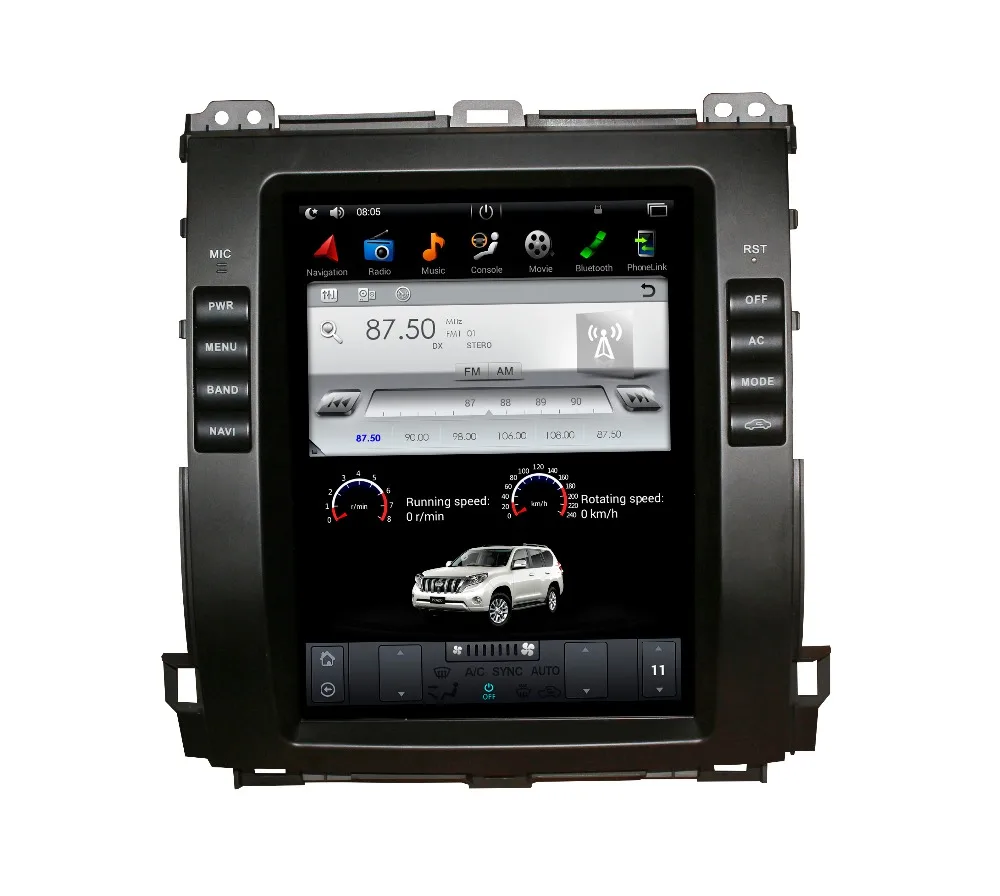 Top 2 Din Tesla Style 10.4 inch Android 7.1 Car GPS Navigation DVD Player for Toyota Land Cruiser Prado 120 2002-2009/ Lexus GX470 4