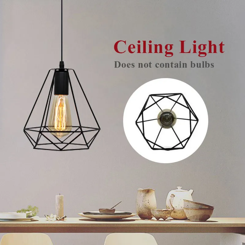 Günstig Moderne Industrie Vintage Käfig Anhänger Licht Eisen Kunst Diamant Pyramide Schmiedeeisen Hause Decke Lampe Geeignet Für E27 Lampen