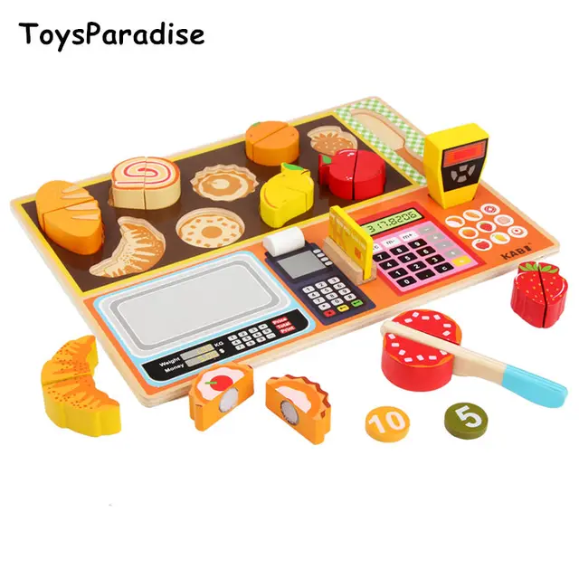  US $17.72  New Arrival Simulation Shopping Toys Fruit Store Supermarket Wooden Toys For Kids Occupation Toys C