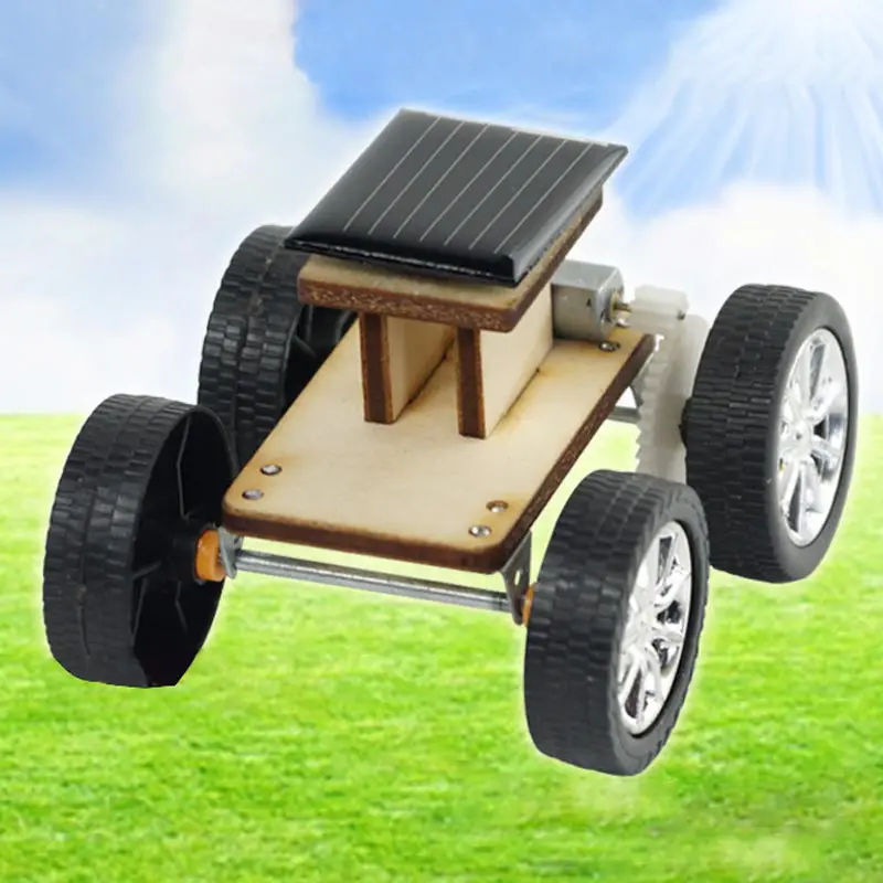 DIY Solar Wooden Car Kids Educational Assembly Model Solar Power ...