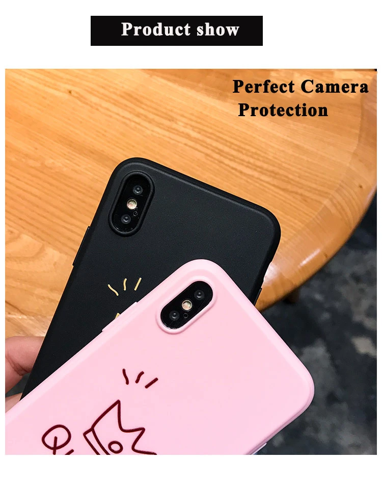 Solid Silicone Case For iPhone X8765 5S TPU Cover Crown Phone Case For iPhone X 7Plus 8Plus 6Plus Pink Fundas Cute Capas  (6)