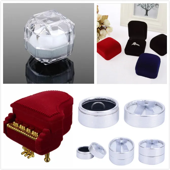 

1Pcs Velvet/Acrylic Wedding Engagement Ring Box For Earrings Necklace Bracelet Jewelry Display Gift Box Holder