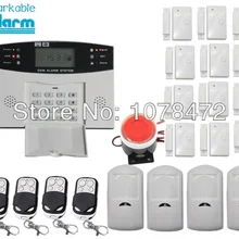Приложение контролируемый ЖК-дисплей беспроводная домашняя охранная GSM сигнализация с 12 дверным/оконным магнитным датчиком, 4 PIR датчик
