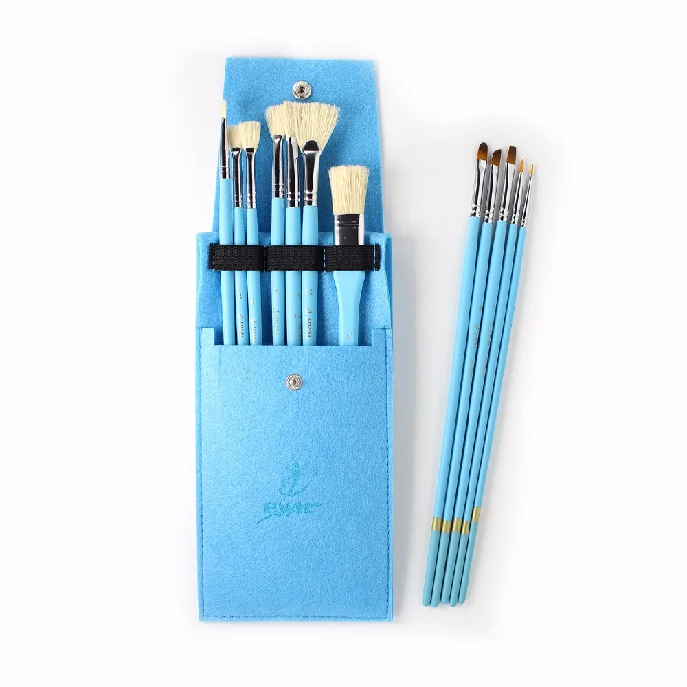 

Eval 12pcs Nylon Painting Brush Bristle Brush Set Acrylic Oil Paint Brush for School Student Professional Art Supplies