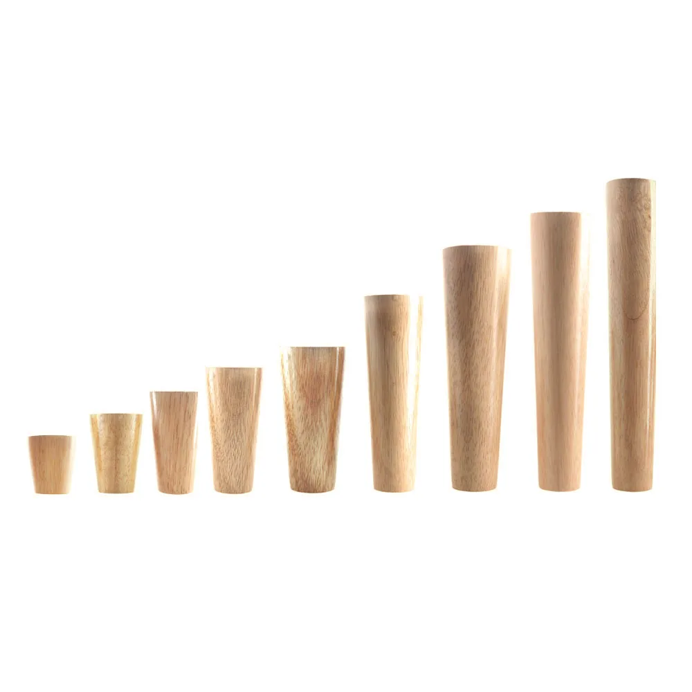 Natural Solid Wood Furniture Legs Cone Shaped Wooden Feets