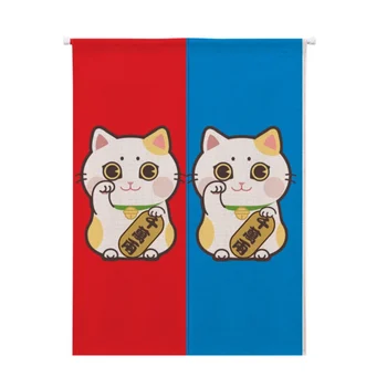 

For Home Decoration Maneki Neko/Lucky Cat Design Cotton And Linen Japanese Style Noren Doorway Curtain Hanging Tapestry