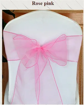 

100pcs rose pink Wedding Sashes Chair Bow Banquet Chair Sash for Weddings