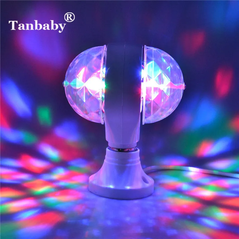 

Tanbaby E27 RGB Stage Light Magic Double Heads Auto Rotating DJ Party Disco Colorful Christmas Party light AC85-265V
