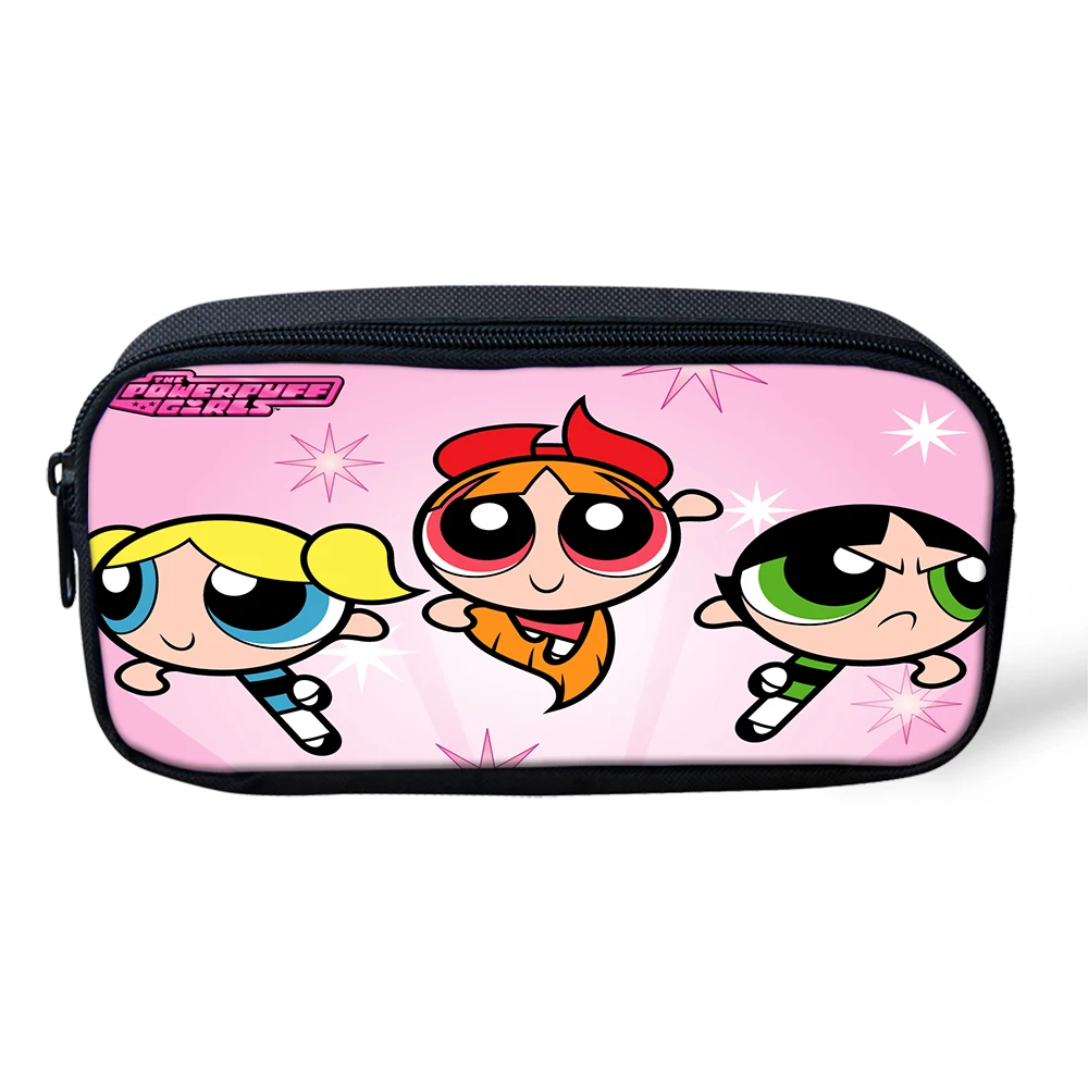 THIKIN The Powerpuff Girls Cartoon Pretty Women Makeup Bag Girls Cosmetic Cases Kids Lovely Pencil Case School Children Pen Bags