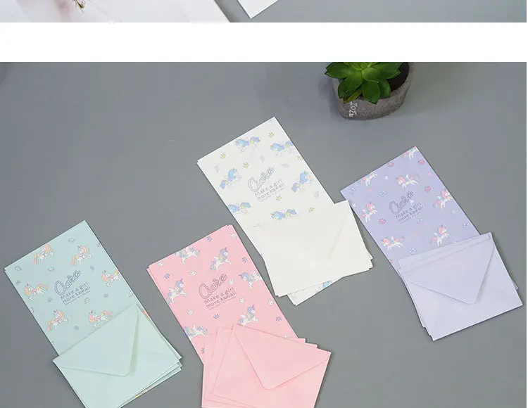 1 шт. студенческий маленький свежий мультфильм розовый девушка серии зеленый квадрат kawaii конверт для бумажного письма набор S