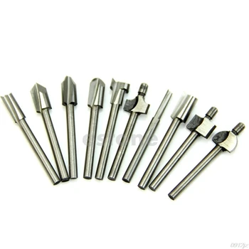 

HSS Router Bits Wood Cutter Milling Fits Dremel Rotary Tool Set 10pcs 1/8" 3mm New Drop ship LS'D Tool