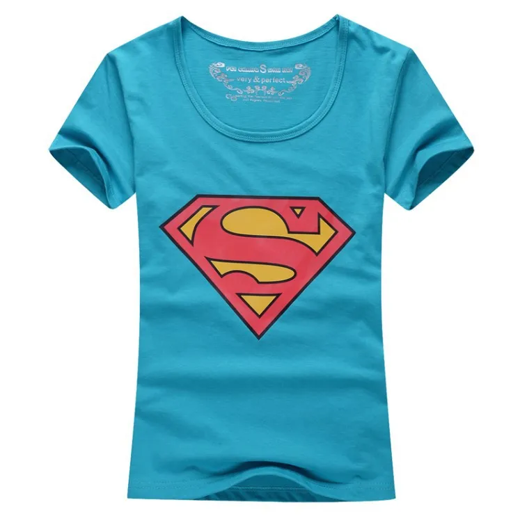 Горячая Распродажа, футболка Супермена, женская и Мужская одежда для влюбленных, Повседневная футболка с круглым вырезом и коротким рукавом для пар - Цвет: Women