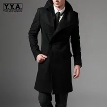 Осень Зима Высокое качество Мужская мода повседневное однобортный длинный плащ куртка шерстяное пальто британский стиль 2XL 3XL