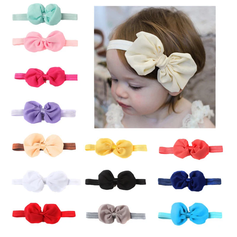 

10pcs Different Colors Each Bag Baby Kids Girl Hairbands Chiffon Bowknot Headbands Cute Hair Bands Headwear Girl Headwarps