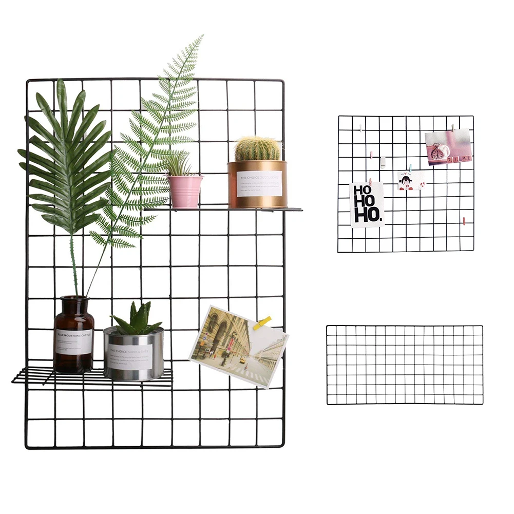 DIY Grid Photo Wall Multifunction Wall Mounted Living Room Iron Multi-frame Photos Storage Rack Home DIY Decoration