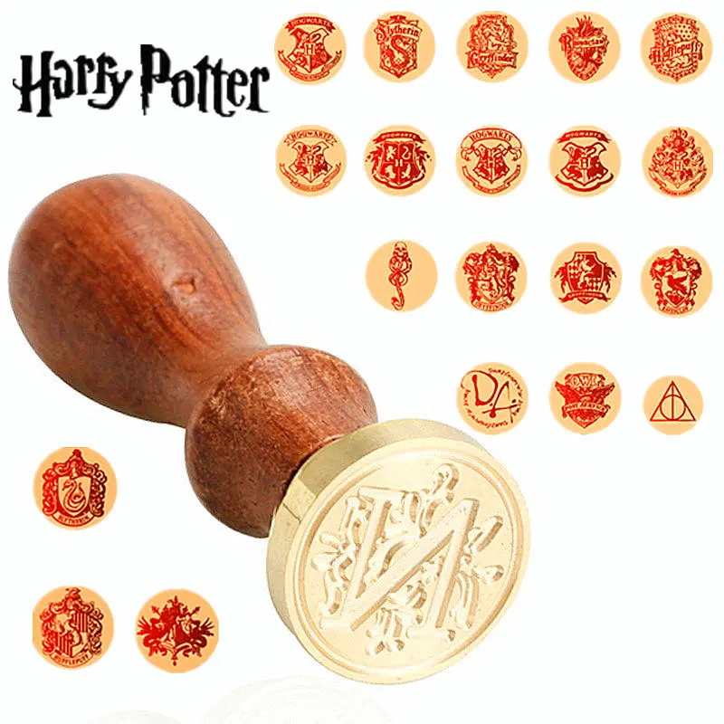 

1 pcs Vintage Harry Potter Metal Seal Wax Stamp Wooden Handle Ancient DIY Craft Envelope Stamp Wedding Invitation Wax Seal Stamp