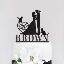 Mr and Mrs свадебный торт Топпер персонализированные романтическая пара свадебный торт стенд с двумя кошками на заказ свадебный торт Топпер поставки