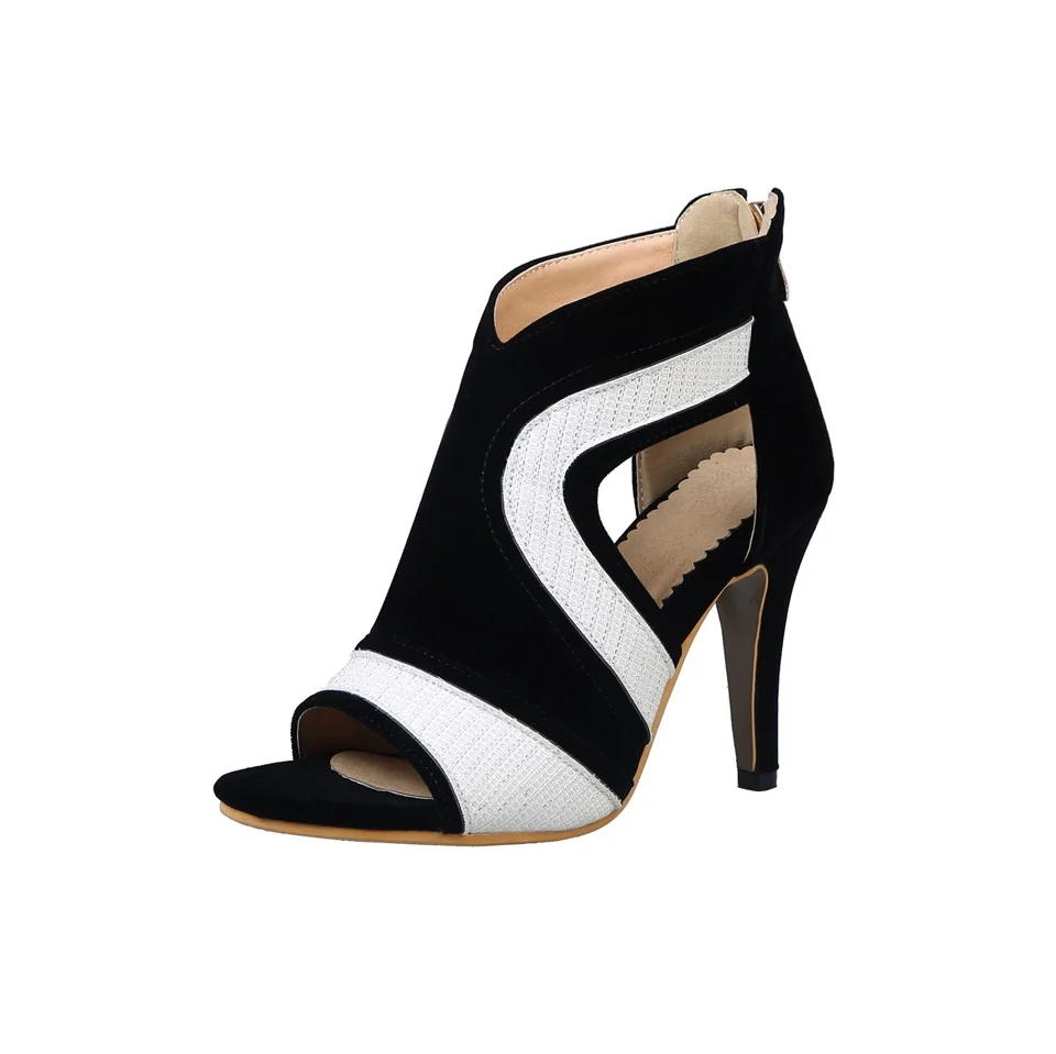 

2019 spring summer fashion women's sandals shiny decoration zipper open toe 10CM high heel shoes sandals women size 33-44