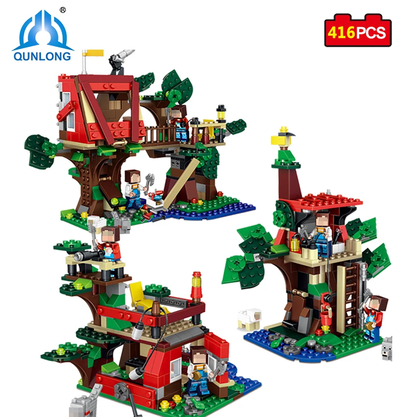 Qunlong 416 Pcs Minecraft MY World 3 in 1 Tree House Building Blocks Set Brick Action Figure Toys Gift Compatible Legoed Brand Baby-Building : image Qunlong 416 Pcs Minecraft MY World 3 in 1 Tree House Building Blocks Set Brick Action Figure Toys Gift Compatible Legoed Brand Baby-Building