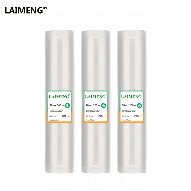 

LAIMENG 3 Rolls 28*200cm Vacuum Bags for Vacuum Sealer Packaging Food Storage Vacuum Bags For Vacuum Sealing Food Machine R128