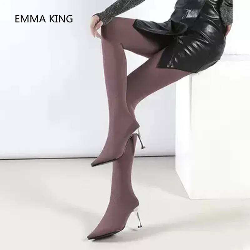 

Shoes Woman Stretch Pants Thigh High Boots Women Pointed Toe Sexy Stilettos Elastic Sock Waist High Heel