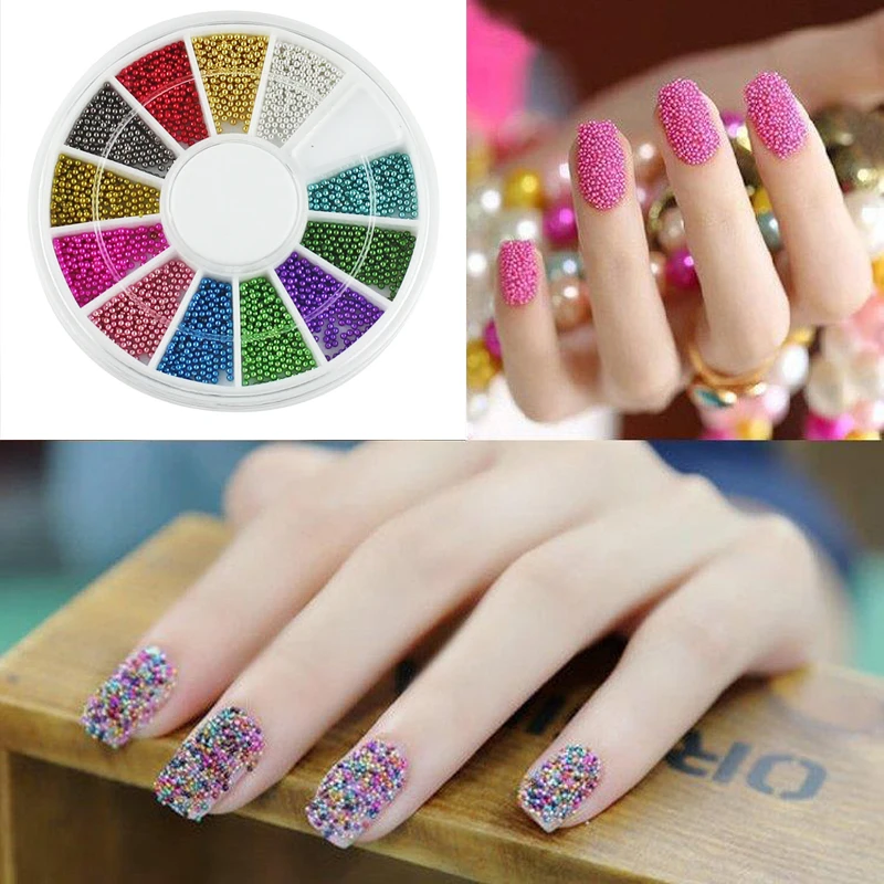 

1Pc Decorations For Nails 12 Colors Caviar Beads Studs Nail Art Studs Charms 3D DIY Glitter Rhinestones & Decorations For Nails