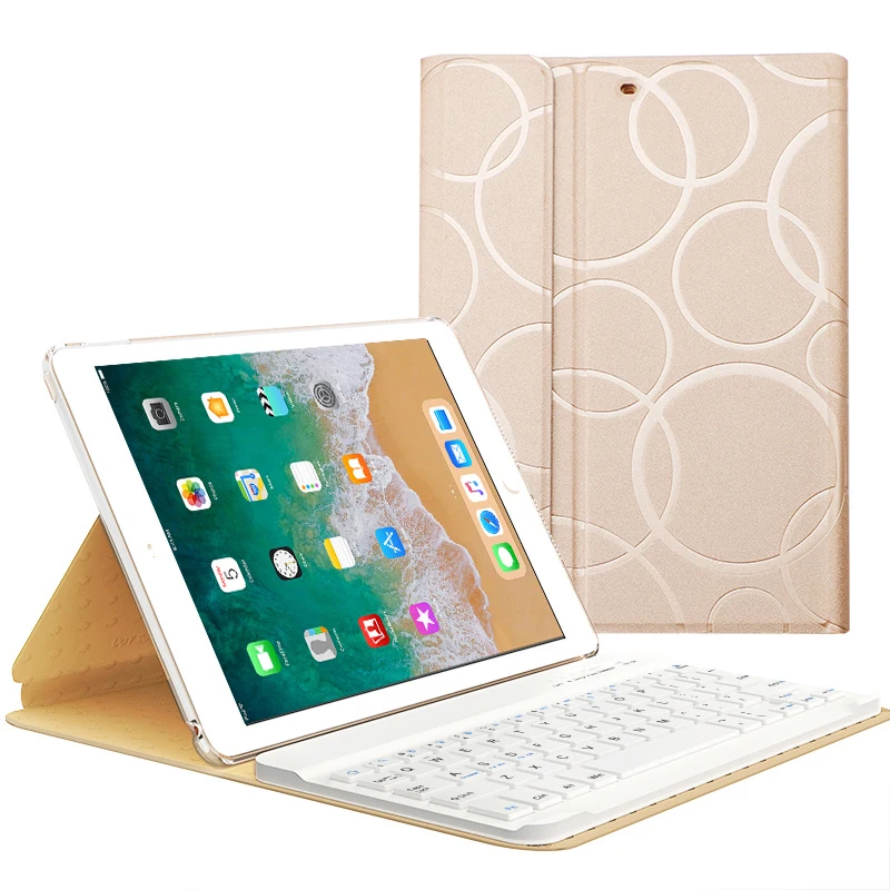 

for iPad 2018 Case with Keyboard 9.7 Inch Silicone + PU Leather Case for iPad Air Bluetooth Wireless Cover for iPad 9.7 2017