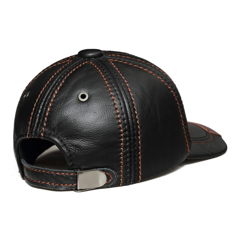 US $22.41 Spring 100 Percent Leather Black Adjustable Baseball Caps For Men Casquette Male Snapback Hip Hop Golf Trucker Hats